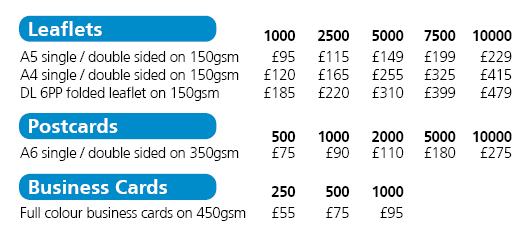 Focus Printing Prices sept 2023